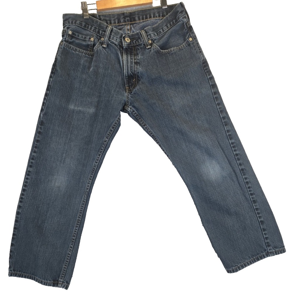 Levis 514 Jeans Mens 33X30 Blue Dark Wash Straight Leg Slim Fit Washed Out Faded